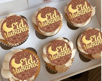 Eid Mubarak Cupcake Topper - Circle Background