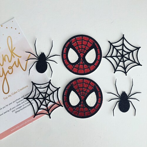 Spiderman Cupcake Toppers Pack of 6 Etsy