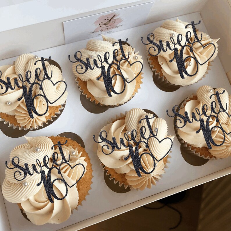Sweet 16 Cupcake Toppers Pack of 6 Etsy