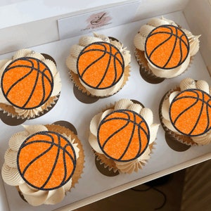 Basketball Cupcake Toppers - Pack of 6