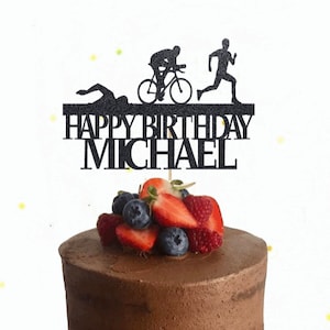 Triathlon Themed Personalised Cake Topper - Personalise NAME