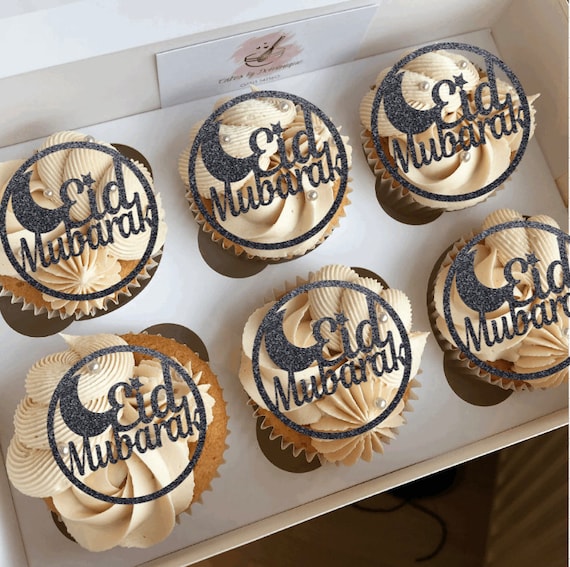 Eid Mubarak Glitter Cupcake Toppers paquet de 6 -  France