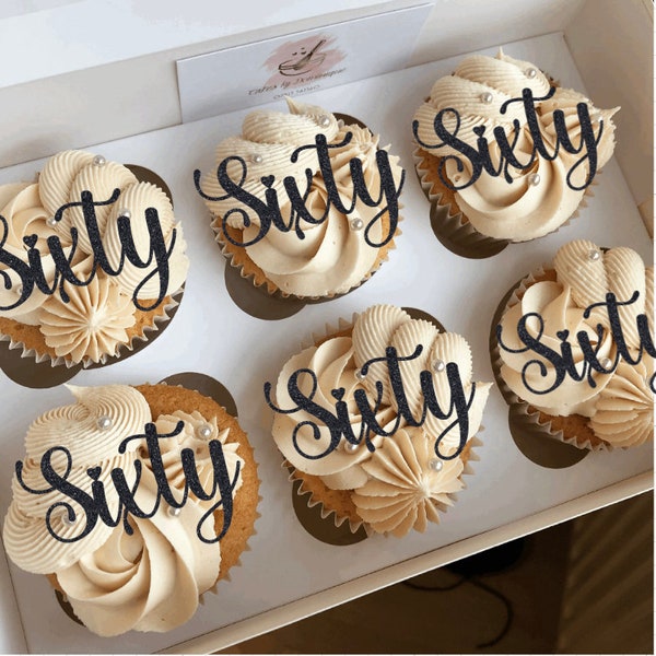 Age Cupcake Toppers - Pack of 6 - Sixty / 60th / Any Age