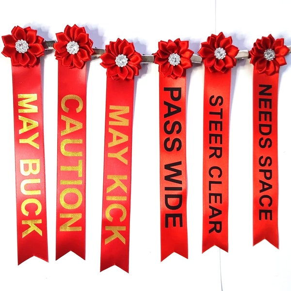 Red Horse Tail Ribbon- Warning to other riders that your horse may kick or buck