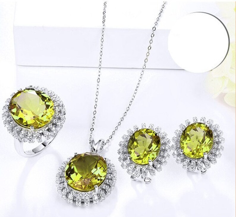 Zultanite Gemstone Jewelry Set  Women Solid 925 Sterling Silver Ring Earring Necklace Color Change Stone for Wedding gift-Engagement Gift