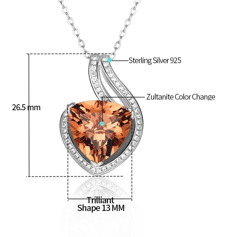 Color Change Stone Silver Pendant Lab Created Zultanite Cushion Cut