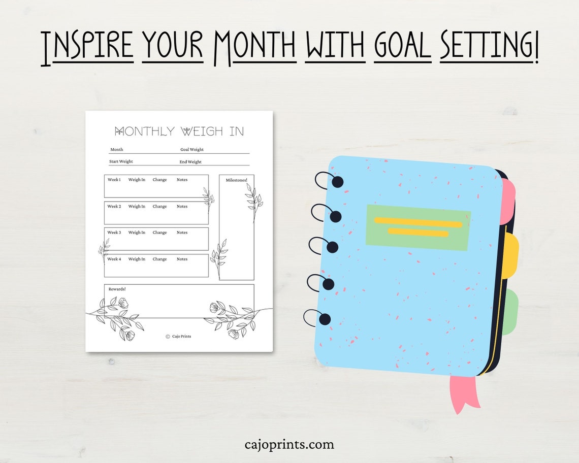 Flower Weight Loss Tracker Monthly Tracker Etsy