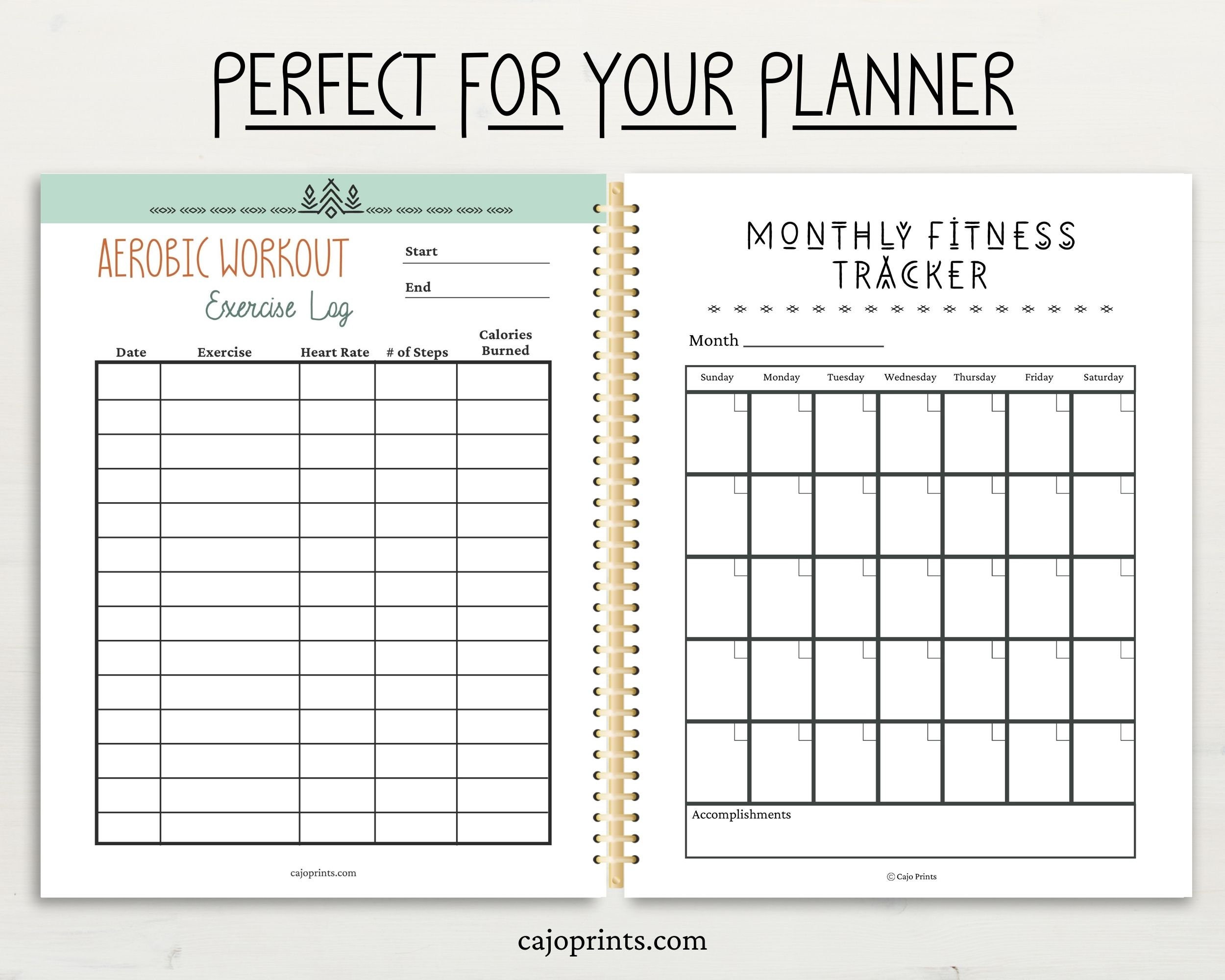 Monthly Fitness Tracker Monthly Calendar Printable | Etsy