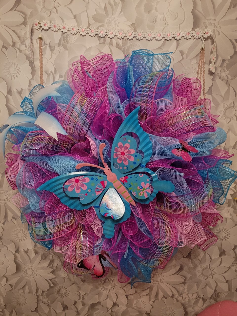 Butterfly pink Deco mesh Wreath for home or door Etsy