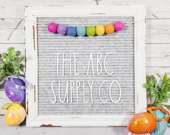 Easter Spring Letter Board Garland | Bright Pastel Rainbow Felted Wool Pom Poms | Letterboard Icons & Accessories, Decor, Decorations