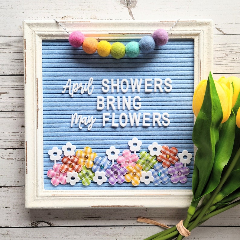 Letter Board Flowers Spring Easter Gingham Plaid Daisies Letterboard Icons & Accessories, Embellishments, Decorations image 3