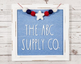 Americana Letter Board Garland | Red White Blue | USA, Stars and Stripes, 4th of July, Independence Day, Patriotic | Felt Board Accessories
