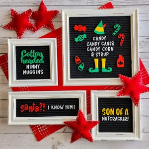 Christmas Elf Letter Board Icons & Mini Board Quotes - Buddy - Holiday Felt Letterboard, Message Board Decor, Decorations, Accessories