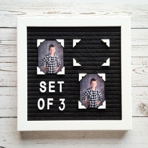 Letter Board Photo Holders Picture Corners | Felt Message Board Icons & Accessories, Embellishments, Attachments | Black or White