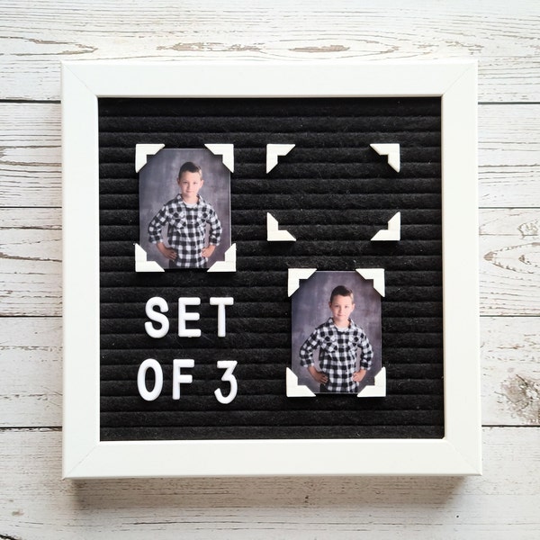 Letter Board Photo Holders Picture Corners | Felt Message Board Icons & Accessories, Embellishments, Attachments | Black or White