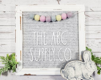 Easter Spring Letter Board Garland | Pastel Felted Wool Pom Poms | Letterboard Icons & Accessories, Embellishments, Ornaments, Decorations