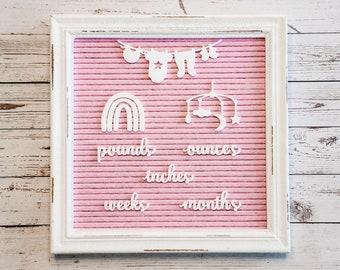 Baby Letter Board Icons & Accessories | Baby Photo Letterboard, Baby Milestones, New Baby, Rainbow Baby, Nursery Decor