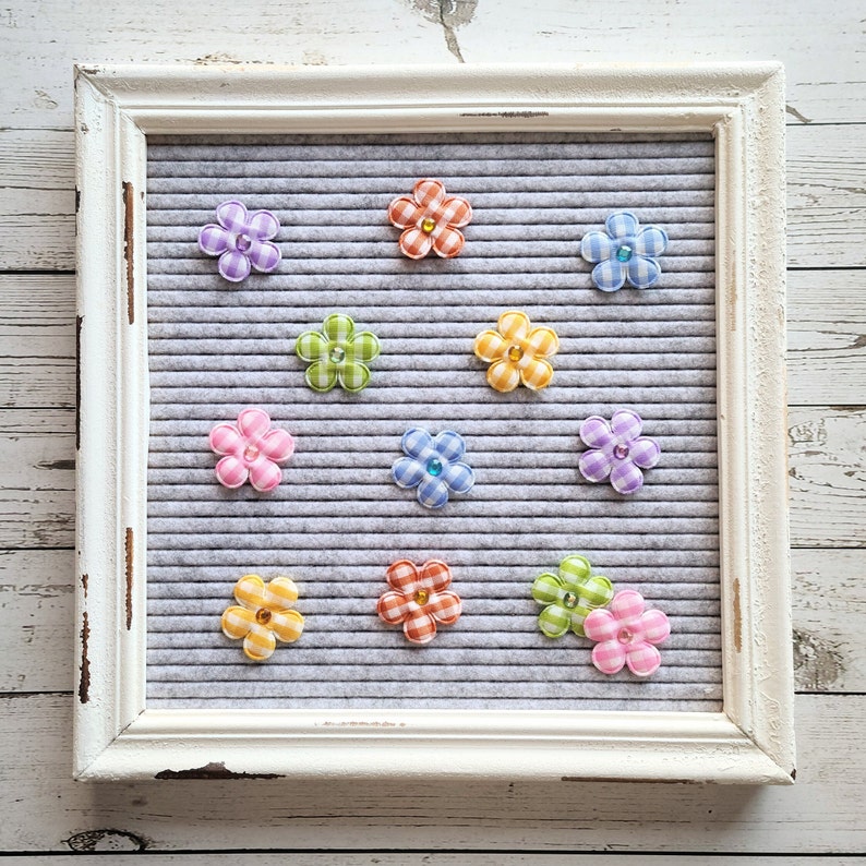 Letter Board Flowers Spring Easter Gingham Plaid Daisies Letterboard Icons & Accessories, Embellishments, Decorations image 1