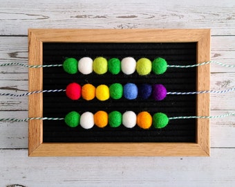 Felted Pom Pom Garland for Message Letter Boards or Tiered Tray Decor | St. Patrick's Day, Ireland, Rainbow, Pride, Irish Flag