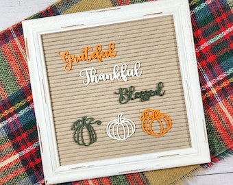 Fall Letter Board Icons - Thankful Grateful Blessed Pumpkins - Thanksgiving, Autumn - Felt Letterboard Decor, Decorations - NEW Larger Size