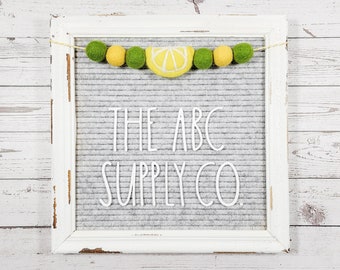 Lemon Lime Letter Board Garland | Felted Wool Pom Poms | Felt Message Letterboard Accessories, Decor, Decorations, Embellishments