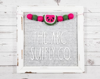 Watermelon Letter Board Garland | Felted Wool Pom Poms | Felt Message Letterboard Accessories, Decor, Decorations, Embellishments