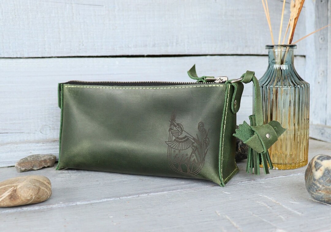 Green - Handmade Quilted Cotton Pencil Pouch 09