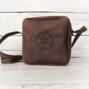 Designer bag. Minimalist women's bag. Leather bag. A gift for her. Author's handmade bag. Brown leather bag. Shoulder bag. Small zipper bag