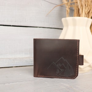 Brown leather wallet for men, Bifold wallet, Small leather wallet, Slim man wallet, Handmade wallet for men, Christmas gift box for him