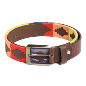 Handmade Leather Polo Belt: Embroidered Gaucho Woven Design