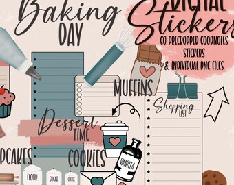 Baking Days Digital Planner Stickers: GoodNotes Precropped PNG (Digital Download)