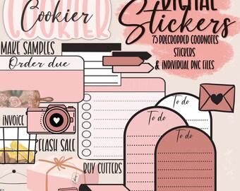 Cookier Digital Planner Stickers: GoodNotes Precropped Baking Stickers (PNGs)