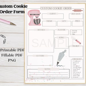 Custom Cookie Order Form, Sprinkle Edition, Planner Page, Printable, Fillable PDF, Digital Download