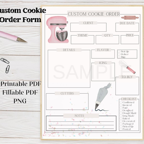 Aangepast cookie-bestelformulier, Sprinkle Edition, Planner-pagina, afdrukbare, invulbare PDF, digitale download