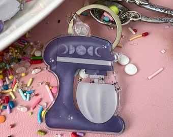 Celestial, Moon Phases, Purple Stand Mixer, Baking Keychain