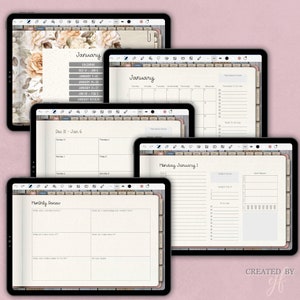 2024 Dated Digital Planner Sunday Start Blushing Boho Daily Weekly ...