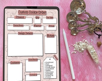 Custom Cookie Order Form, Planner Page, Printable, Digital Download