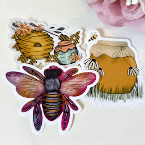 Bee Sticker Bundle • laptop sticker • water bottle sticker • vinyl sticker
