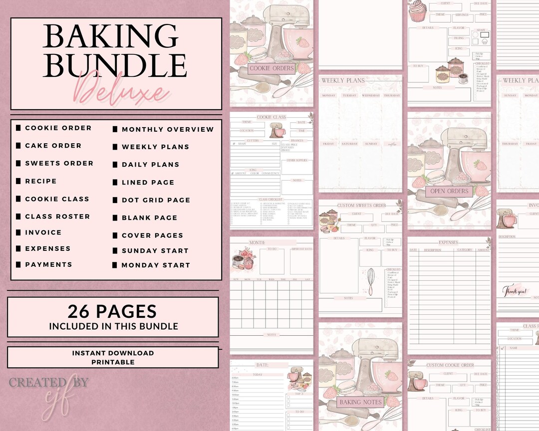 Baking Bundle Printable Planning Pages Deluxe, Cookie Planner, Cake ...