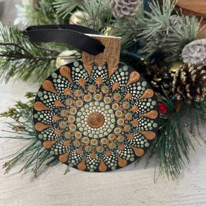 Hand-Painted Mandala Christmas Ornaments | 4&quot; Wood Ornament | Unique Holiday Decor Christmas Ornament