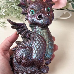 Shimmering Resin Dragon Statue • Handcrafted Fantasy Home Decoration