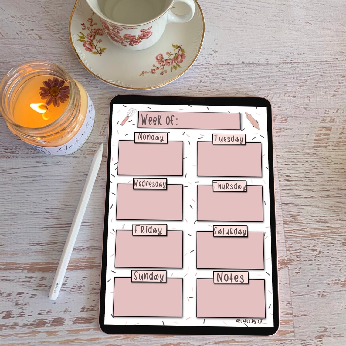 Weekly Baking Planner Page Printable Digital Download Etsy