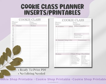 Cookie Class Planner Inserts: Sign-Up Sheet & Checklist (Digital Download)