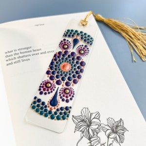 Hand Painted Mandala Bookmark Moody Night Design  - Gift for Book Lovers