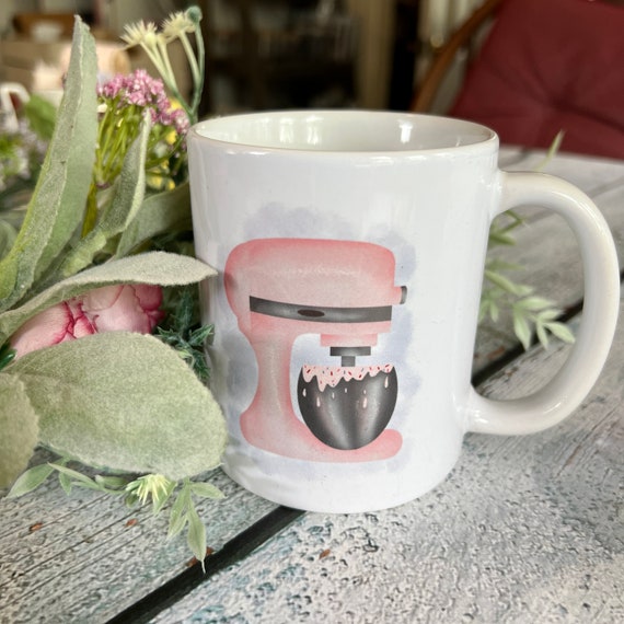 Pink Stand Mixer Mug, Baker Mug, Coffee Cup, 11oz 