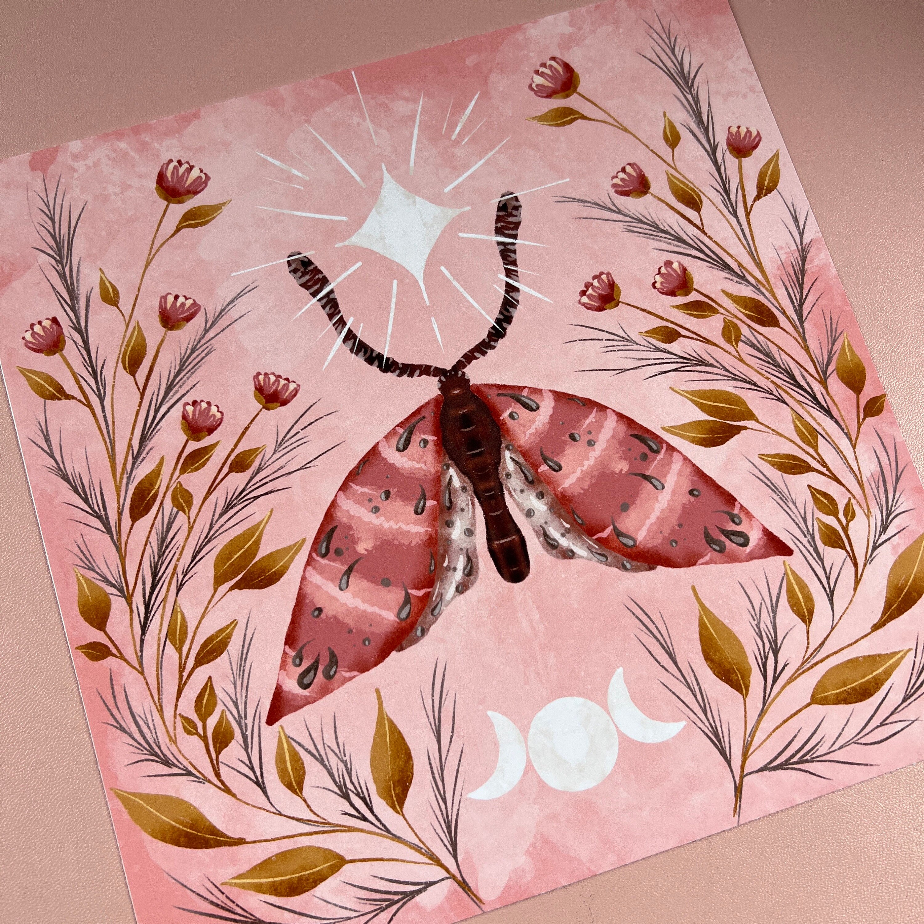 Magical Moth Art Print, 8"x8", Hand Drawn Wall Art Decor - Etsy