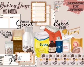Baking Days Digital Planner Stickers: GoodNotes Precropped Clipart (Digital Download)
