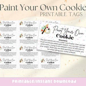 Paint Your Own Cookie Directions PYO Instructions 3.5”x2”, Printable, Digital Download, Cookie Shop Business Printable