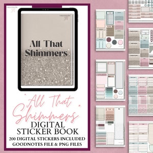 All That Shimmers Digital Planner Stickers, GoodNotes Precropped Digital Stickers, Journaling stickers, Individual PNG, Digital iPad Sticker