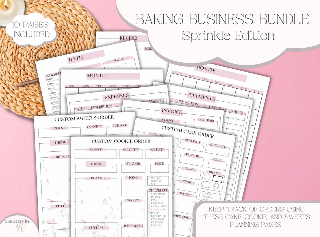 Baking Bundle Sprinkle Edition Printable Planning Cookie Planner Cake